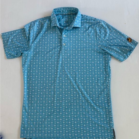 Johnnie O Polyester Golf Polo Cocktail Shaker Martini Design Men’s M polyester - Picture 3 of 8